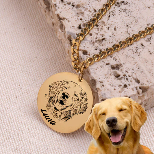 Personalized Round Pet Portrait Necklace | Custom Pet Jewelry