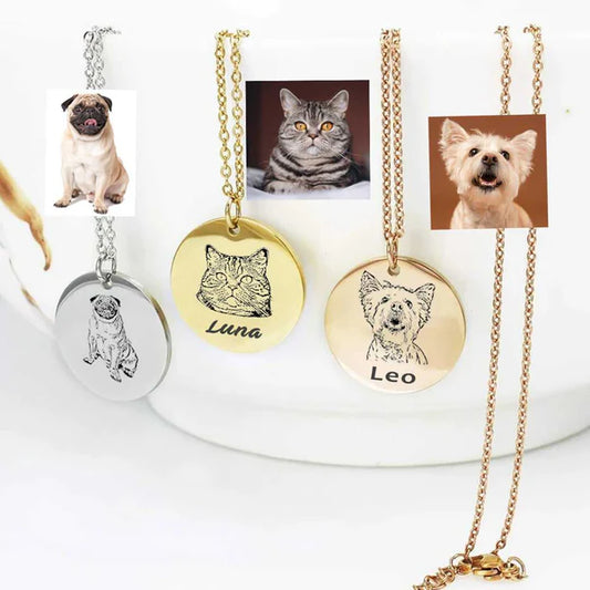 Personalized Round Pet Portrait Necklace | Custom Pet Jewelry